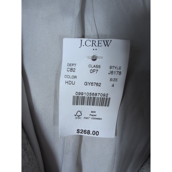 J‎ Crew Coat Womens 4Gray Chateau Parka Italian Wool Classic Minimalist Preppy - Picture 4 of 7